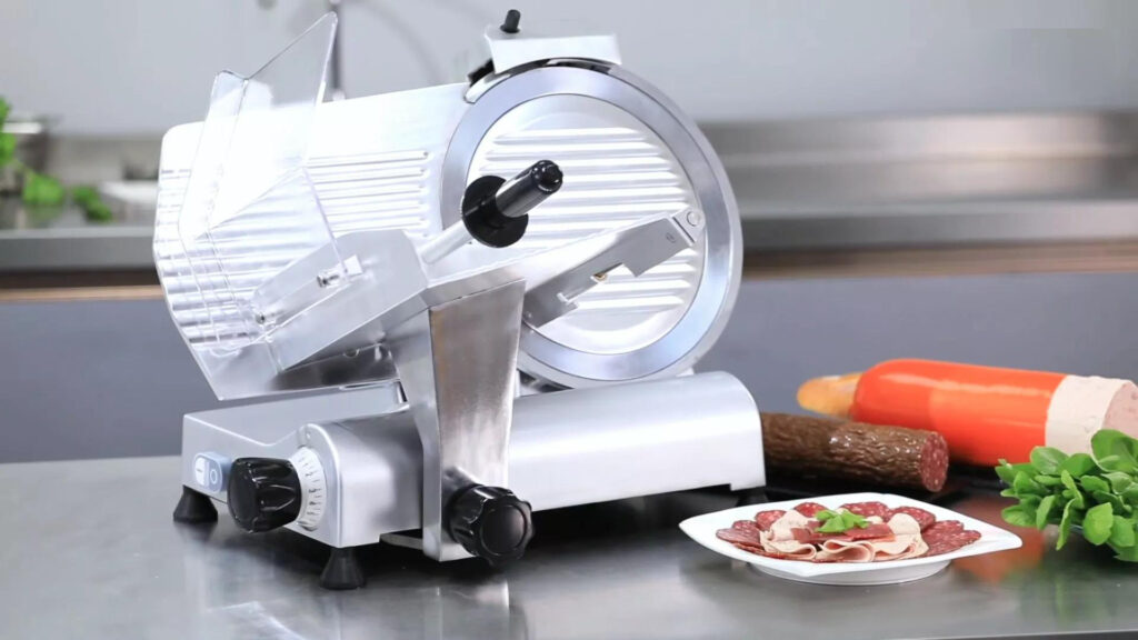 electric Restaurant semi automatic Frozen fish meat sausage Cheese Italy blade meat slicer MS220ST banner